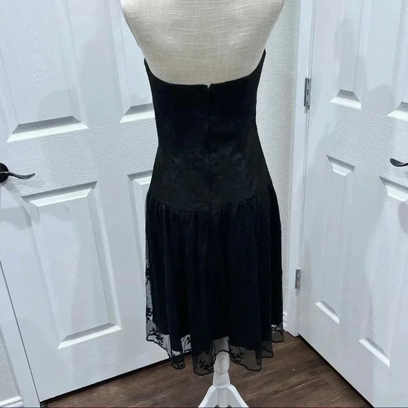 Gunne Sax Jessica McClintock Vintage black Lace Strapless Dress size9 Pr…❤️ - Picture 10 of 14